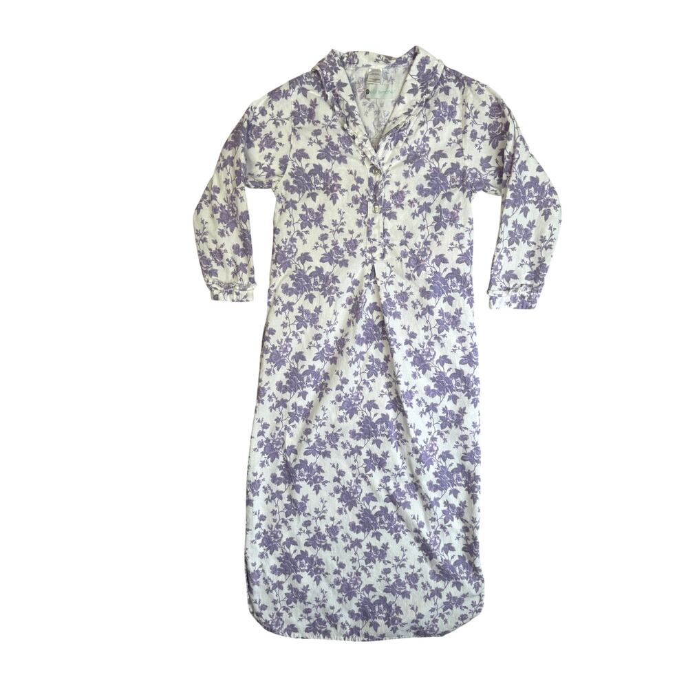 Ella Simone Nightgown Womens Small Purple Floral Long Flannel Pajamas Loungewear
